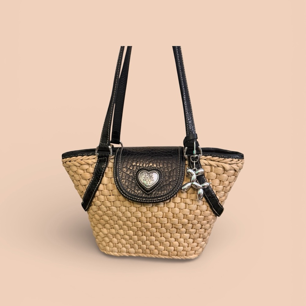 Vintage, black and Tan Brighton brand Woven Shoulder Bag - Picture 2 of 15
